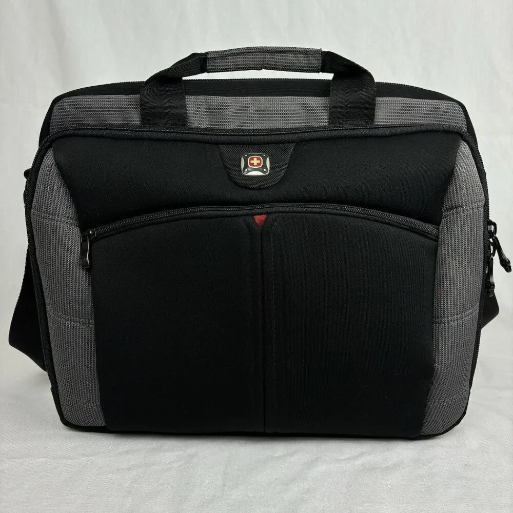 SwissGear Wenger Black & Gray Laptop Bag - Multiple Compartments Durable Fabric. - Picture 1 of 16